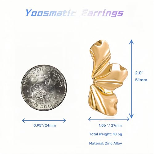 Gold Flower Earrings 14K Gold Plated Flower Dangle Drop Irregular Sparkling Dainty Earrings for Women Gift, Exaggerated Statement Earrings Punk Gold Jewelry4