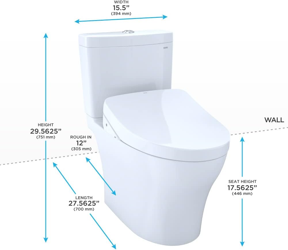 TOTO® WASHLET®+ Aquia® IV Two-Piece Elongated Dual Flush 1.28 and 0.9 GPF Toilet with S550e Bidet Seat, Cotton White - MW4463056CEMFGN#01 - - 