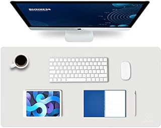 Knodel Desk Pad, Office Desk Mat, 40cm x 80cm PU Leather Desk Blotter, Laptop Desk Mat, Waterproof Desk Writing Pad for Office and Home, Dual-Sided (White)
