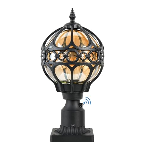 Outdoor Post Light Fixtures for Driveway Yard Lawn Patio Garden, Black Waterproof Exterior Pier Mount Post Light Outside Aluminum Post Lamp Light