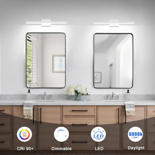 Image of IZORRO Modern Bathroom Vanity Light 32 inch, Rotatable, 24W Dimmable Led Bathroom Light Fixture Over Mirror, White Vanity Light Bar (Cool White 6000K)