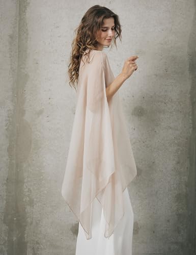 BEAUTELICATE Sheer Bridal Shawl for Wedding Dress 3 Multi-ways Shawl Bridesmaids Capelet Scarf4