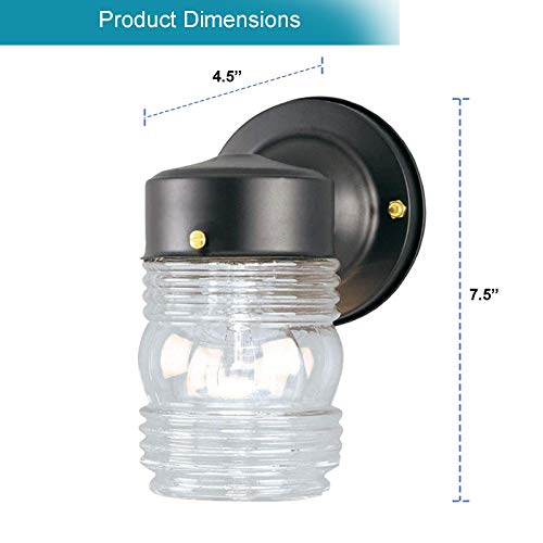 Ciata Outdoor Porch Light House Fixture Wall Mount Light Lantern Sconce, Lantern Sconce Fixture Jelly Jar Outdoor Down Light Fixture Front Porch - Black #TOP4