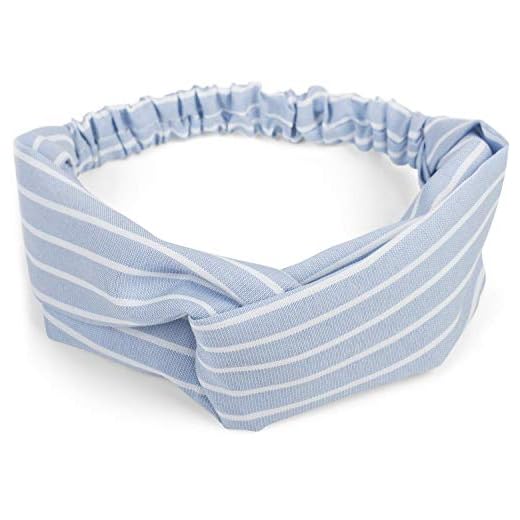 styleBREAKER Cinta para el Pelo de Mujer con Motivo de Raya diplomática, Nudo retorcido y Goma elástica, Cinta para la Frente, Pinup, Rockabilly 04026038, Color:Azul Claro