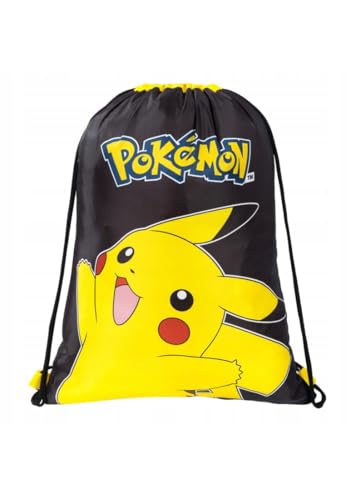 Pokemon Pikachu - Bolsa de deporte para niños, 42 x 32 cm, con cordón, bolsa de deporte, bolsa de zapatos para niños y niñas, con placa para el nombre, para escuela, ocio y deporte