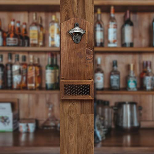 Janolia Houten Wall Mounted Flesopener met Cap Catcher, Vintage Style, een geschenk voor Vader, uw Vrienden - Afbeelding 8