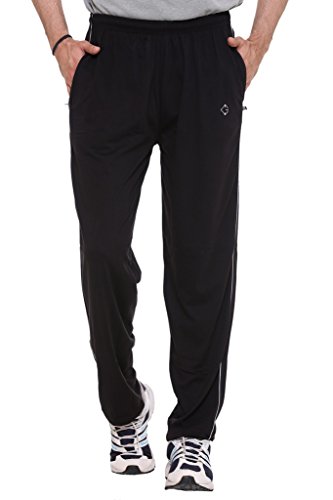 Image of Colors & Blends -Black- Cotton Blended Track Pants with Zipper Pockets- Size 5XL