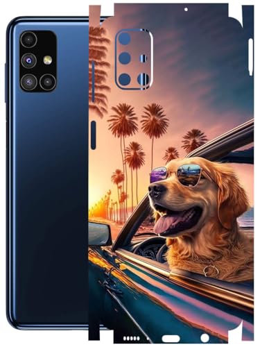 Image of AtOdds - Full Body Back Screen Guard Protector Film - Lamination Wrap Skin Sticker Compatible with Samsung Galaxy M51 | Scratchproof Matte Finish (Happy Doggo)