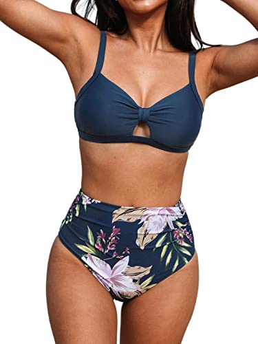 CUPSHE Damen Bikini Set V Ausschnitt Zierausschnitten Lace Up Bikini...
