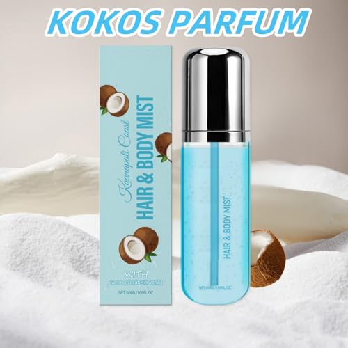 Vanille Parfüm Und Kokos Parfum,Kokosmilch Und Vanilla Perfume,Bodyspray Damen,Körperspray,Duftspray Für Haar Und Körper,Haarpflege,Hautpflege Spray Für Frauen Und Männer,60ML(Kokos 1 Stück)