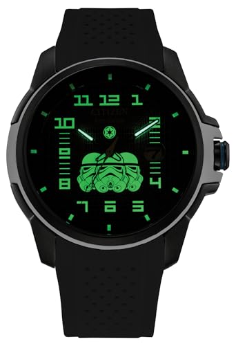 Image of Citizen Men's Eco-Drive Star Wars Imperial Storm Trooper Black Ion Plated Stainless Steel Case Watch, Perforated Black Silicone Strap, Black Dial, 3 Hand (Model: AW1659-00W)