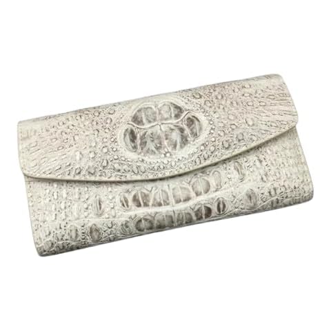 CBLdF Authentic Exotic Crocodile Skin Women's Long White Wallet Female Large Card Holders Genuine Alligator Leather Lady Clutch Purse, LKC-0489 Cover