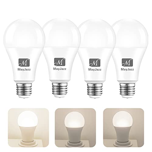 M MayJazz 3-Way Led Light Bulbs 30 70 100 Watt Equivalent (4 Pack), 5000K Daylight, A19 E26 LED Bulbs, Three Way Light Bulb Perfect for Living Room, 4/10/15 Watt Energy Efficient Bulb M MayJazz 3-Way Led Light Bulbs 30 70 100 Watt Equivalent (4 Pack), 5000K Daylight, A19 E26 LED Bulbs, Three Way Light Bulb Perfect for Living Room, 4/10/15 Watt Energy Efficient Bulb