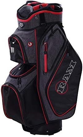RAM Golf Tour Cart Bag with 14 Way Dividers Top Black/Red