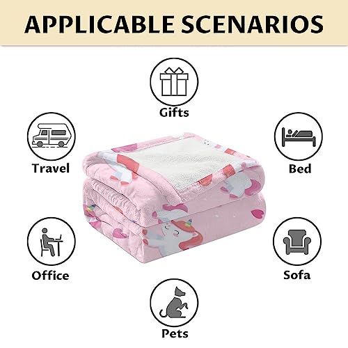 Unicorn Blanket Gifts - 60"x80" Cute Throw for Girls & Women - Pink Soft Fuzzy Blankets for Bed, Couch & Living Room