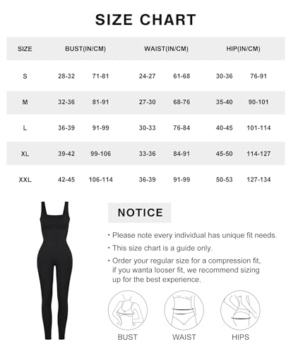 Popilush Black Jumpsuits For Women Built-In Bra Square Neck Ribbed Bodycon Workout Seamless Leggings Rompers Bodysuitst thumb #4