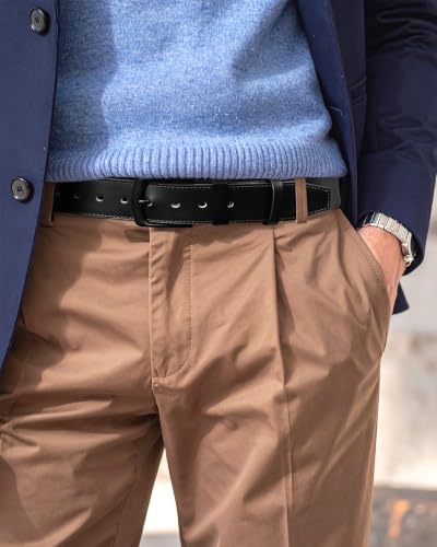 Image of maikun Mens Casual Dress Belt, Mens Black Leather Belt for Jeans Work