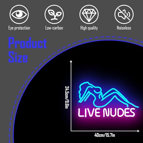 Image of Live Nudes Neon Sign Live Nudes Led Signs for Wall Decor Dimmable Neon Light Signs Neon Led Lights Light Up Sign for Man Cave Room Decor Beer Bar Pub Bedroom Hotel Party