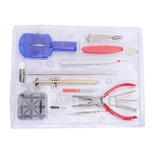 Kit de reparo de relógio com 16 peças, kit de reparo de relógio, ferramenta de chave de fenda, ferra