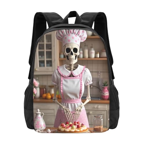 Cute Skeleton Chef Notebook Backpack Fits 15 Inch Laptop Travel Backpack Backpacks For Computer