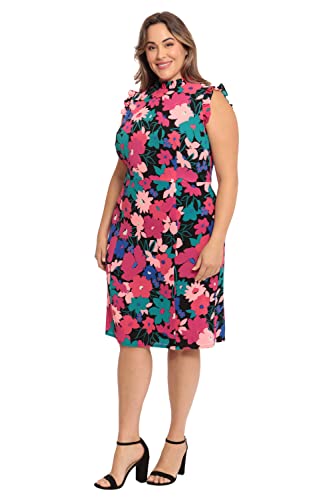 Image of Maggy London Womens Ruffle Neck and Armhole Sheath Dress