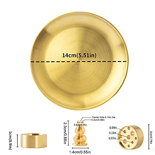 3 In 1 Incense Burner - 5.5 Inch Brass Incense Holder For Incense Sticks/Coil Incense/Incense Cones - Metal Gourd-Shaped Ash Catcher For Meditation Yoga Room Home Decor Zx11S #TOP1