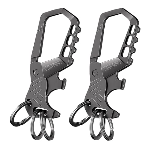 Image of Heavy Duty Keychain,Car Key Keychains,Bottle Opener Carabiner,Stylish Family Keychain with Bottle Opener and 3 Keyring (Black2)