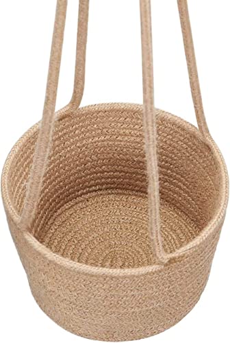 Image of ZAVEZA- Eco Friendly Hanging Planters Cotton Rope Basket, Plant Holder with Large Handle Set of 1 (Size- 8 X 6 Inches)