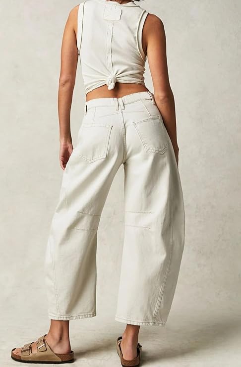 Barrel Jeans for Women Leopard Print Casual Wide Leg Denim Ankle Pants,Y2k Baggy Vintage Boyfriend Jeans3