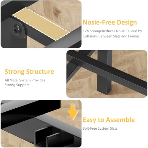 Acurax Queen Bed Frame, 14 Inch Metal Platform Bed Frame with Headboard and Footboard, Metal Support System, Mattress Foundation, No Box Spring Needed, Noise Free, Easy Assembly, Vintage, Rustic Brown