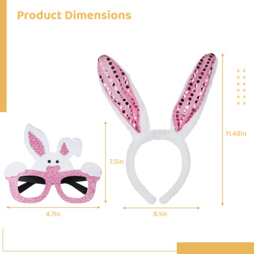 24 Pcs Easter Party Accessories, Bunny Ears Headbands With Tails, Felt Easter Glasses Elastic Bow Ties, Funny Rabbit Chick Eggs Glasses Eyewear Easter Party Favors For Kids Girls Women Cosplay Costume #TOP3