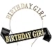Produktbild REYOK Schwarz Birthday Girl Geburtstag Schärpe Krone Haarreif Tiara Stirnband für Geburtstag mädchen Party Deko Accessoires Geschenk