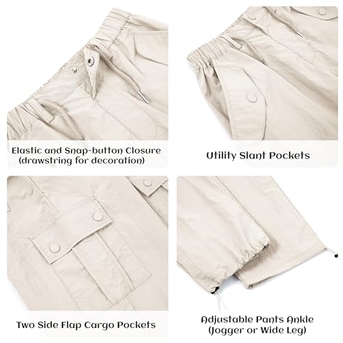 Image of Rolanko Parachute Pants for Girls Y2K Cargo Trousers with Pockets Harajuku Jogger Pants Kids 4-14 Years