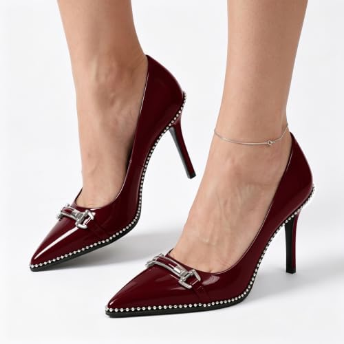 Image of Women's High Heel Pumps Stiletto Heel Pumps for Women Pointed Toe Heels Elegant Classic 3.5 Inch Beaded Pumps