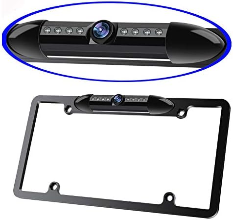 License Plate Frame Backup Camera Night Vision Car Rear View Camera with 8 Bright LEDs 170ยฐ Viewing Angle Waterproof Backup Camera Vehicle Universal Reversing Assist Security