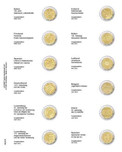 Lindner MU2E32 Multi Collect Feuille pré-imprimée pour pièces 2 € Italie 2023 Espagne