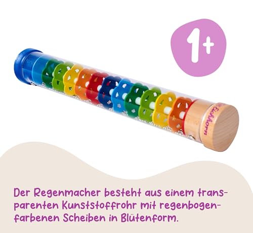 Eichhorn 100003446 - Regenmacher aus massivem Holz, Kunststoffrohr mit Metallkugeln, 32x5cm