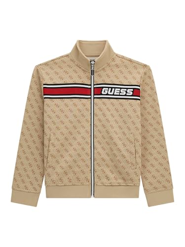 GUESS Boys' Ls Active Top W/Zip Mini Me, 4G AOP Beige Blanco