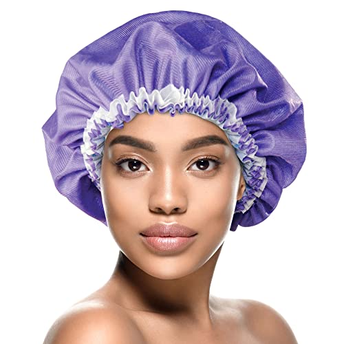 Touca de cetim DONNA com estampa floral para dormir, roxa