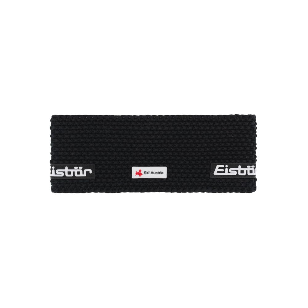 Eisbär Stirnband Damen & Herren Jamie Ski Austria Schwarz - Merino Headband Unisex - Haarband mit Fleece schützt vor Kälte und Wind - Haube weich warm atmungsaktiv aus Österreich