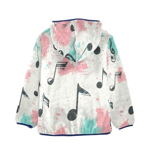 Musical Notes on Background Toddler Fleece Jacket Girl Boys Hooded Fleece Jacket Coat Warm Outwear Zip-up 3-10T2