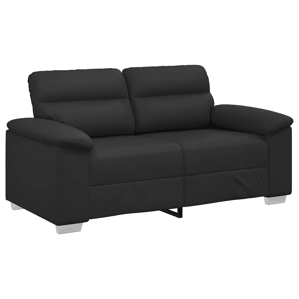Sofá de 2 plazas, color negro, 160 x 81 x 84 cm, piel sintética, sofá de dos plazas con amplios reposabrazos, diseño moderno, robusto y ahorra espacio, para pequeñas salas de estar, oficinas