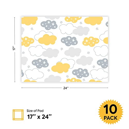 Waterproof Disposable Changing Pads For Baby - Triple Layer Protection Disposable Diaper Changing Pad - Odor Neutralizer Baby Disposable Changing Pad - 10 Cloud Liners - 17" X 24" #TOP7
