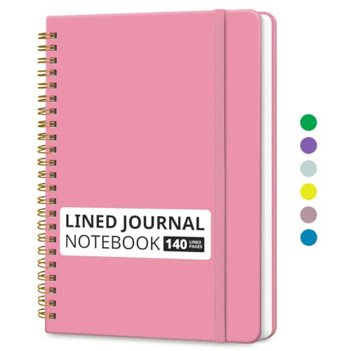Image of Taja Lined Spiral Notebook for Work, 5.7 inchx7.9 inch Spiral Journal College Ruled