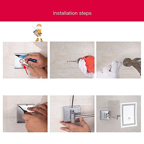 Miroir grossissant 3X mural carré avec bras extensible et connectique USB - 4