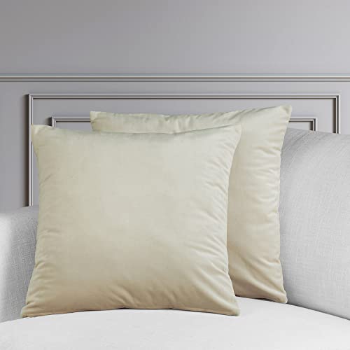 Image of HPD Half Price Drapes Cushion Cover 18 x 18 Heritage Plush Velvet - VPYC-198593-CC18PR - Pair, Au Lait Creme