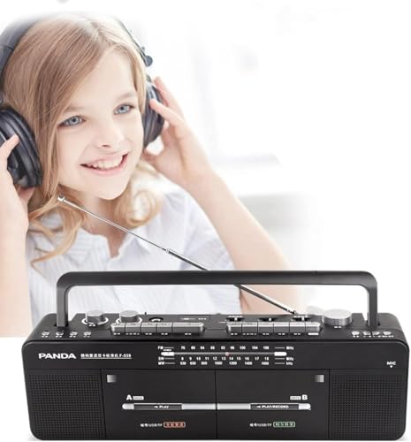 Radio Cassette Boombox, estilo clásico, grabadora de casetes, reproductor de cinta doble, radio AM/FM, radio FM/SW/WM - disco MP3/U, reproducción de tarjeta TF, grabación/transcripción con un solo cli