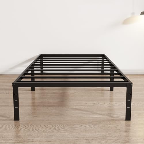 Mavesmog Twin Bed Frames 14 inch High Metal Platform Twin Size Bed Frame Heavy Duty Sturdy Steel Slat Support Foundation, No Box Spring Needed, Under Bed Storage, Easy Assembly