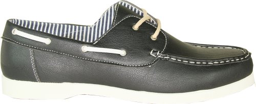 CORONADO Men Boat Shoe COSTA-1 Classic Comfortable Boat Shoe with a Moc-Stitched Toe Black 9M4