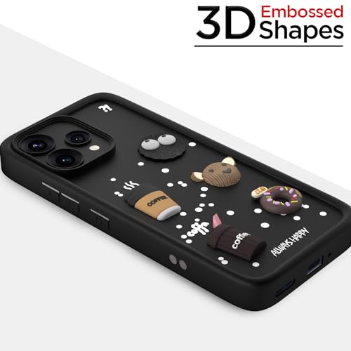 Image of Pikkme Back Cover for Oppo Reno 15 5G | 3D Bear Silicone Cute & Fun Coffee Cartoon | Full Body Protection Bumper Case (Black)